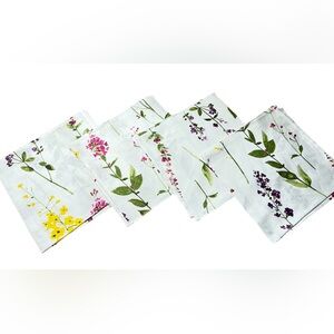 Saro Lifestyle 20” Square floral 100% Linen Napkins Botanical Theme Set of 4 NIB